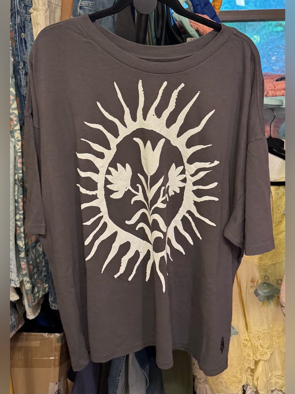 NWOT Free People FP Movement Tackle Graphic Tee - washed black grey combo - XL - Picture 6 of 10